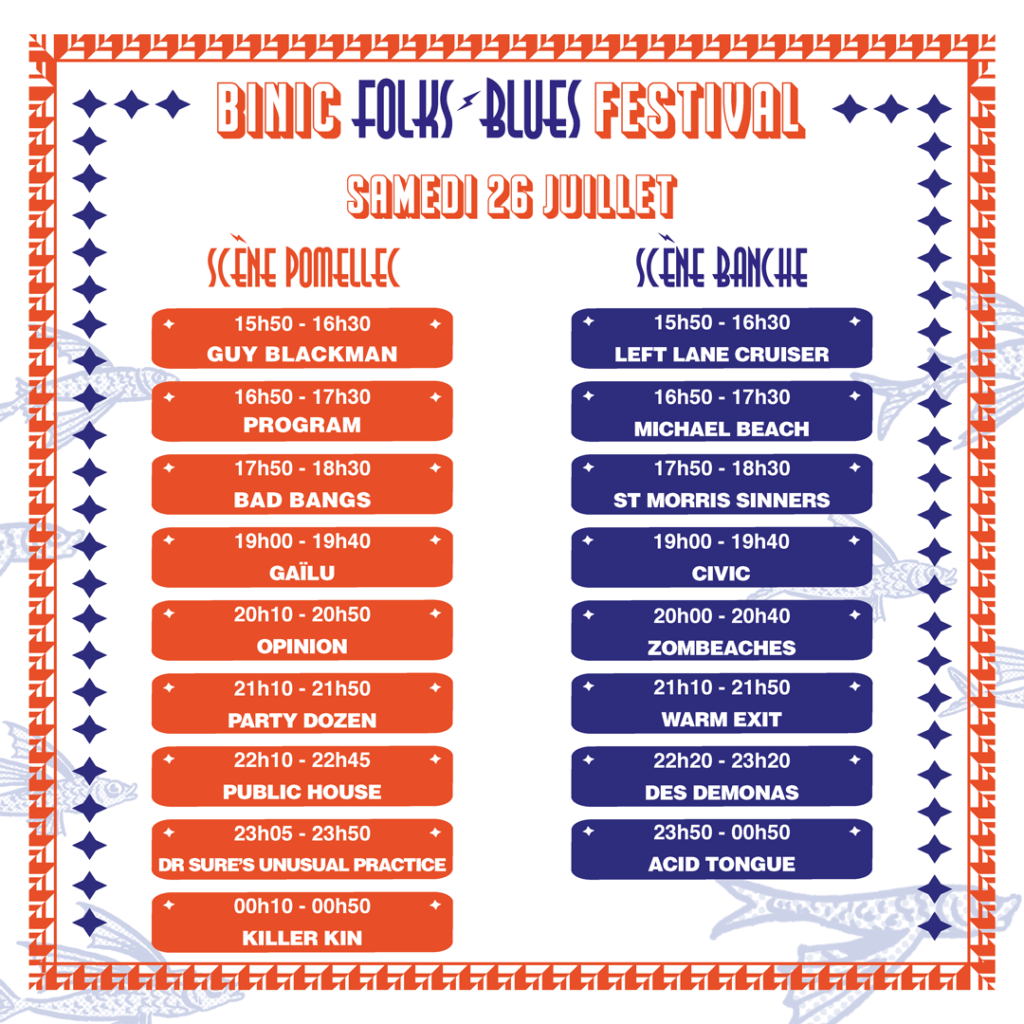 Horaires de passages samedi 26